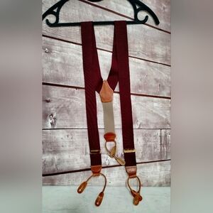 Dooney Bourke Men's Burgundy and Tan Suspenders Made In England Formal Business